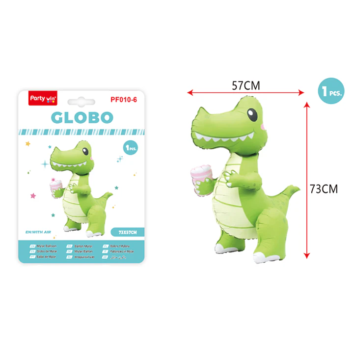 Globo Metal Vertical Dinosaurio Azul 73*57Cm 1