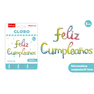 Globos Metal F.Cumpleanos Degradado 3 Unidades