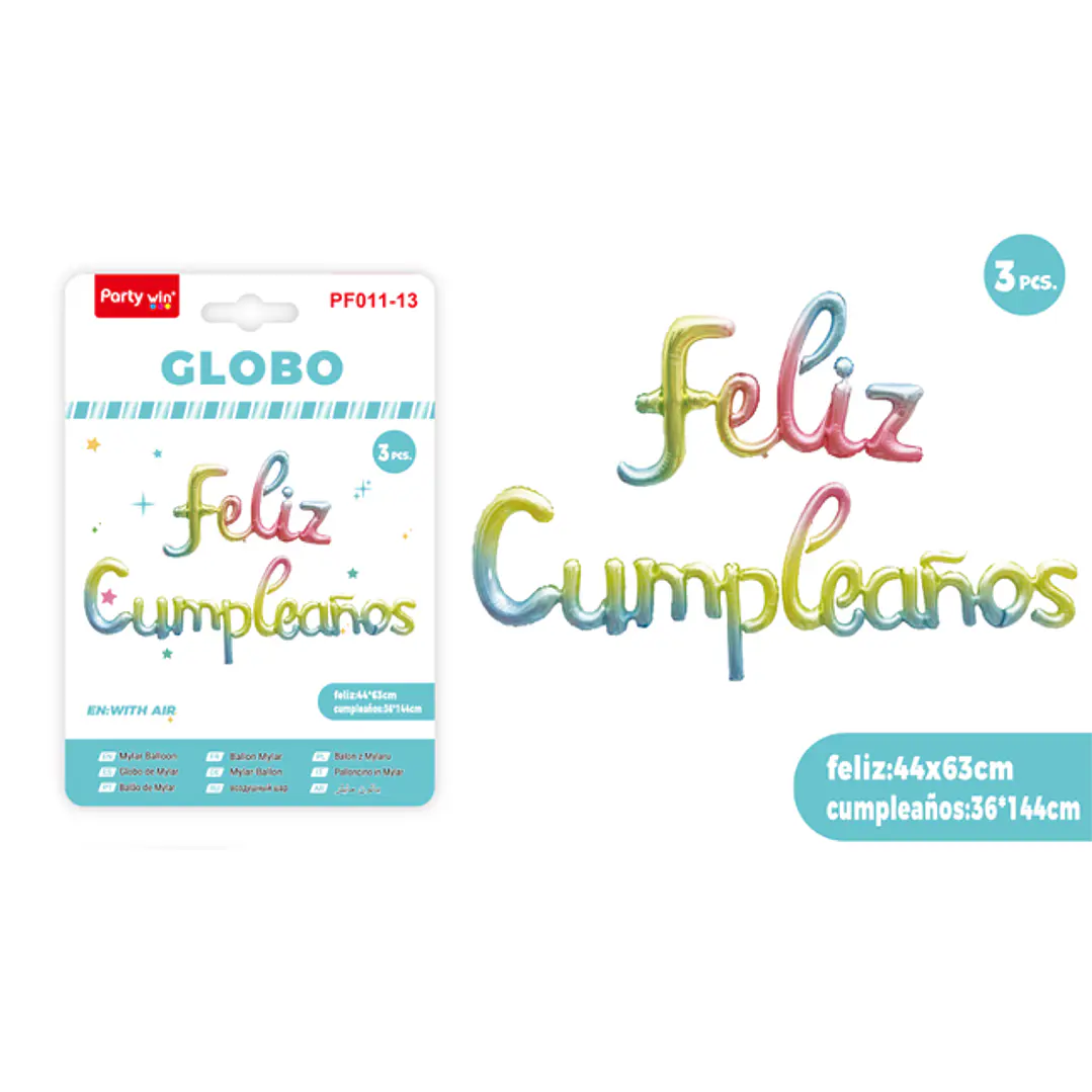 Globos Metal F.Cumpleanos Degradado 3 Unidades 1