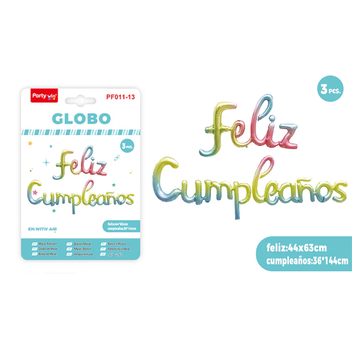 Globos Metal F.Cumpleanos Degradado 3 Unidades 1