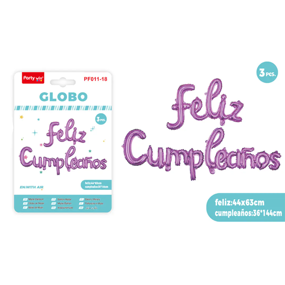 Globos Metal F.Cumpleanos Morado 3 Unidades 1