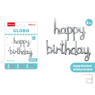 Globos Metal Happy Birthday Plateado 2 Unidades