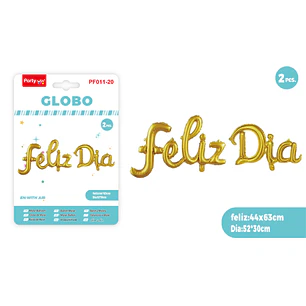 Globos Metal Feliz Dia Dorado 2 Unidades