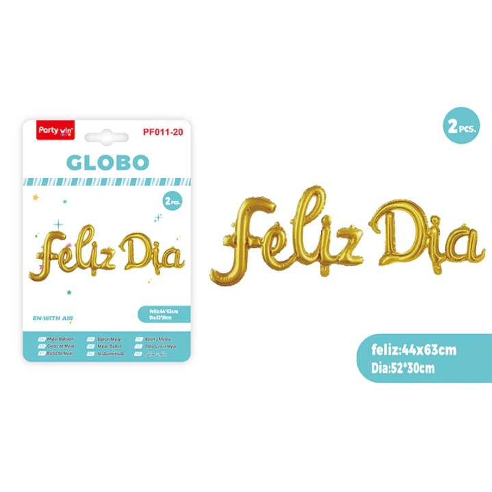 Globos Metal Feliz Dia Dorado 2 Unidades 1