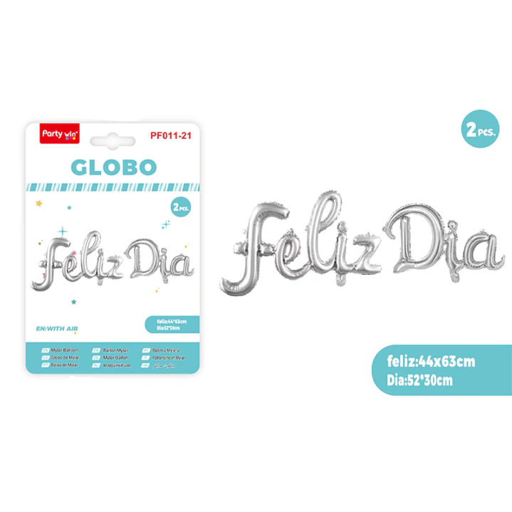 Globos Metal Feliz Dia Plateado 2 Unidades 1