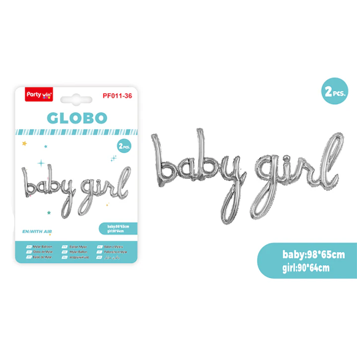 Globos Metal Baby Girl Plateado 2 Unidades 1
