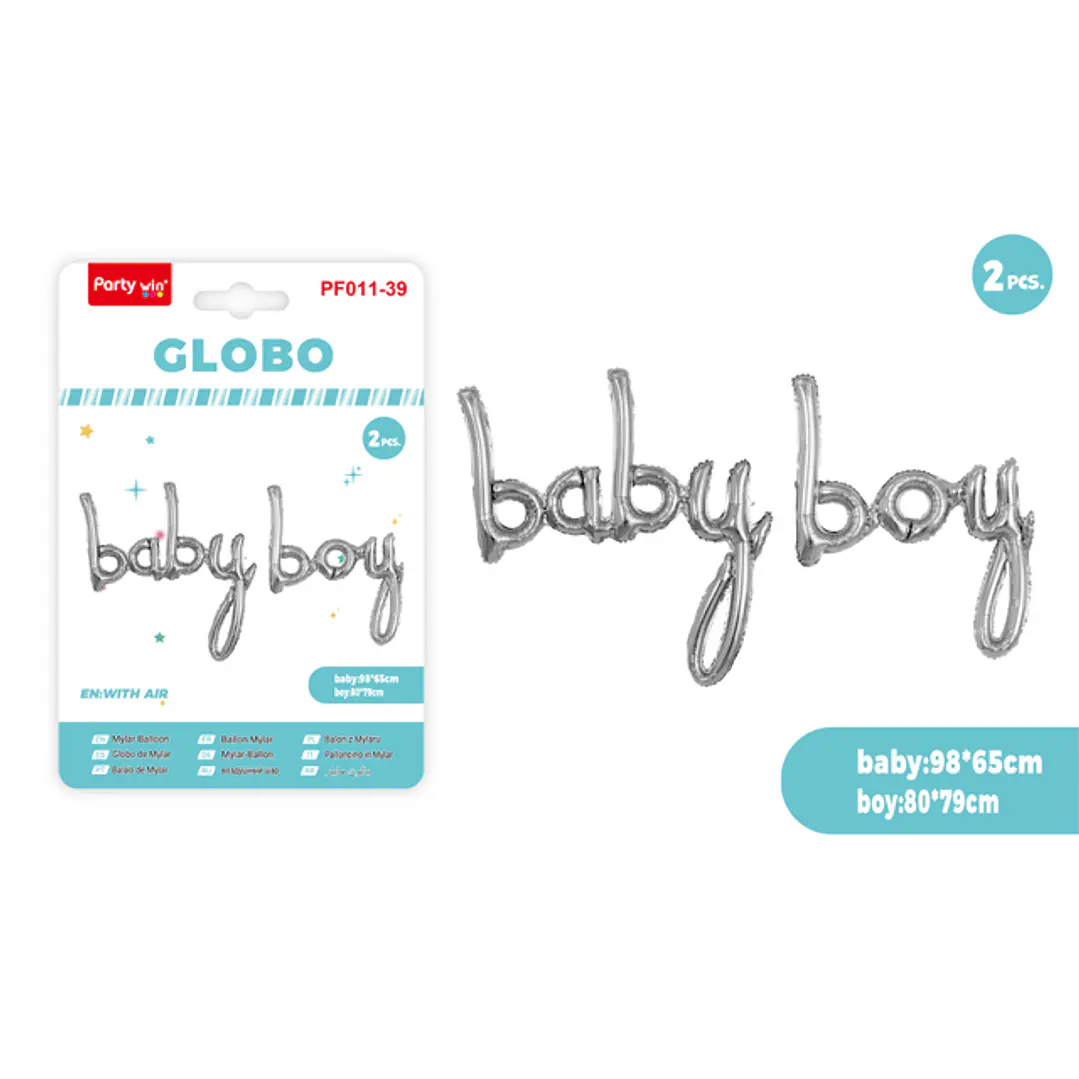 Globos Metal Baby Boy Plateado 2 Unidades 1