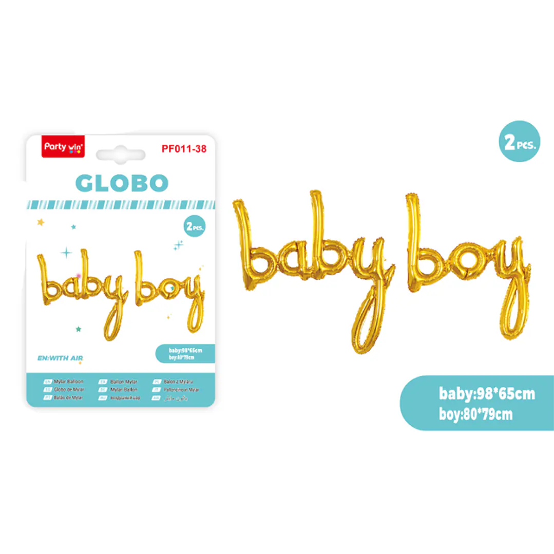 Globos Metal Baby Boy Dorado 2 Unidades 1