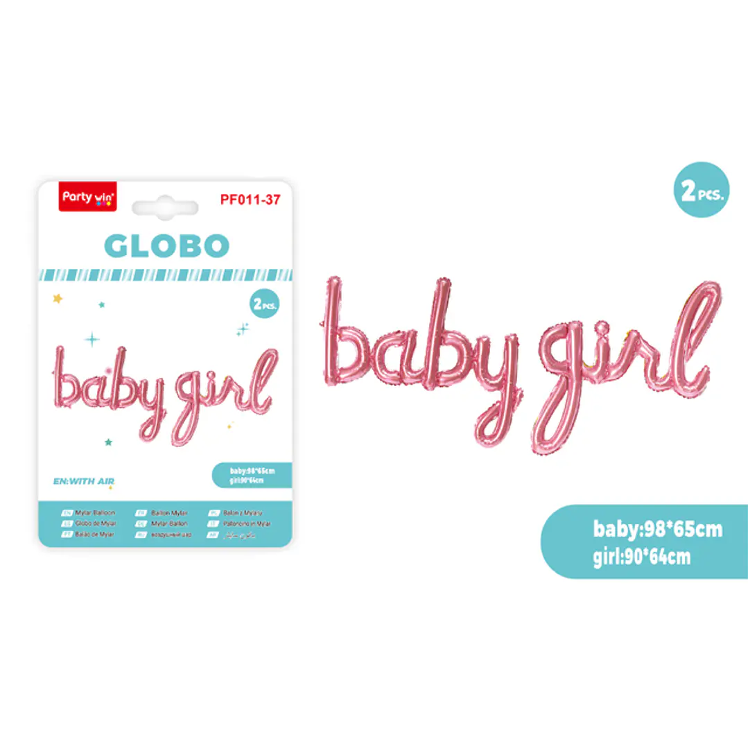 Globos Metal Baby Girl Rosado 2 Unidades 1