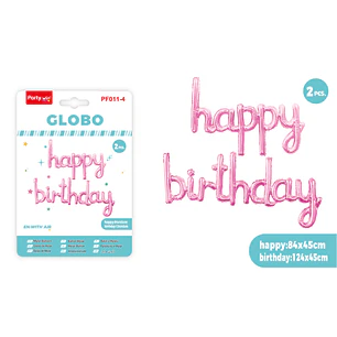 Globos Metal Happy Birthday Rosado 2 Unidades
