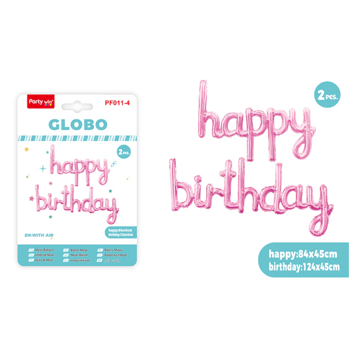 Globos Metal Happy Birthday Rosado 2 Unidades 1