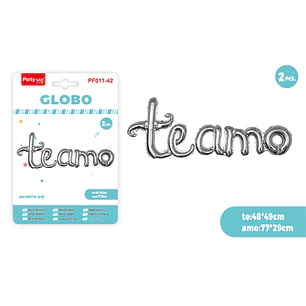 Globos Metal Te Amo Plateado 2 Unidades