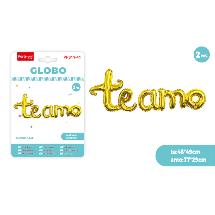 Globos Metal Te Amo Dorado 2 Unidades 1