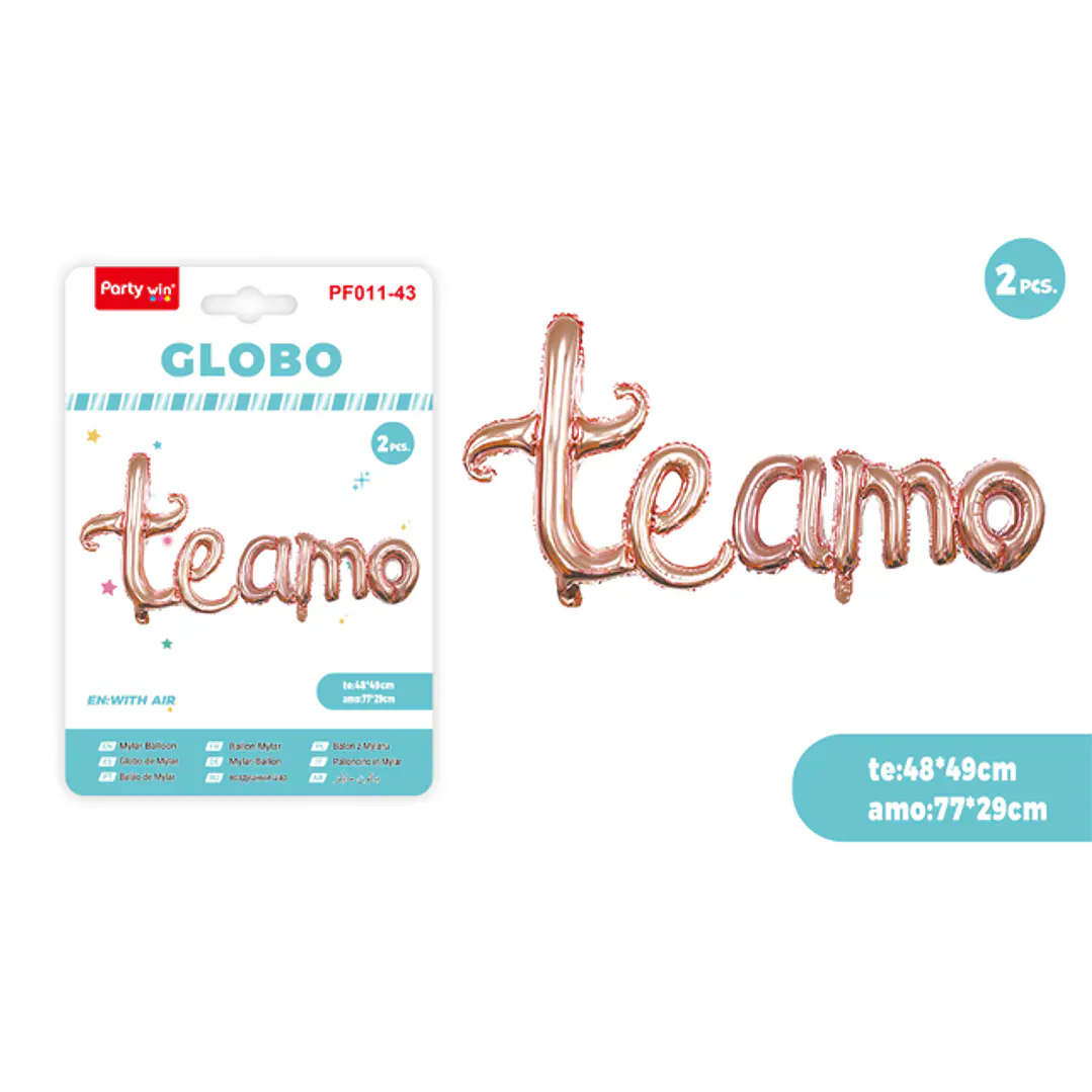 Globos Metal Te Amo Rosadorado 2 Unidades 1