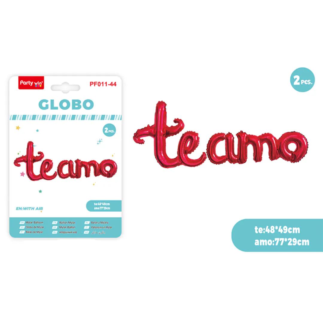 Globos Metal Te Amo Rojo 2 Unidades 1