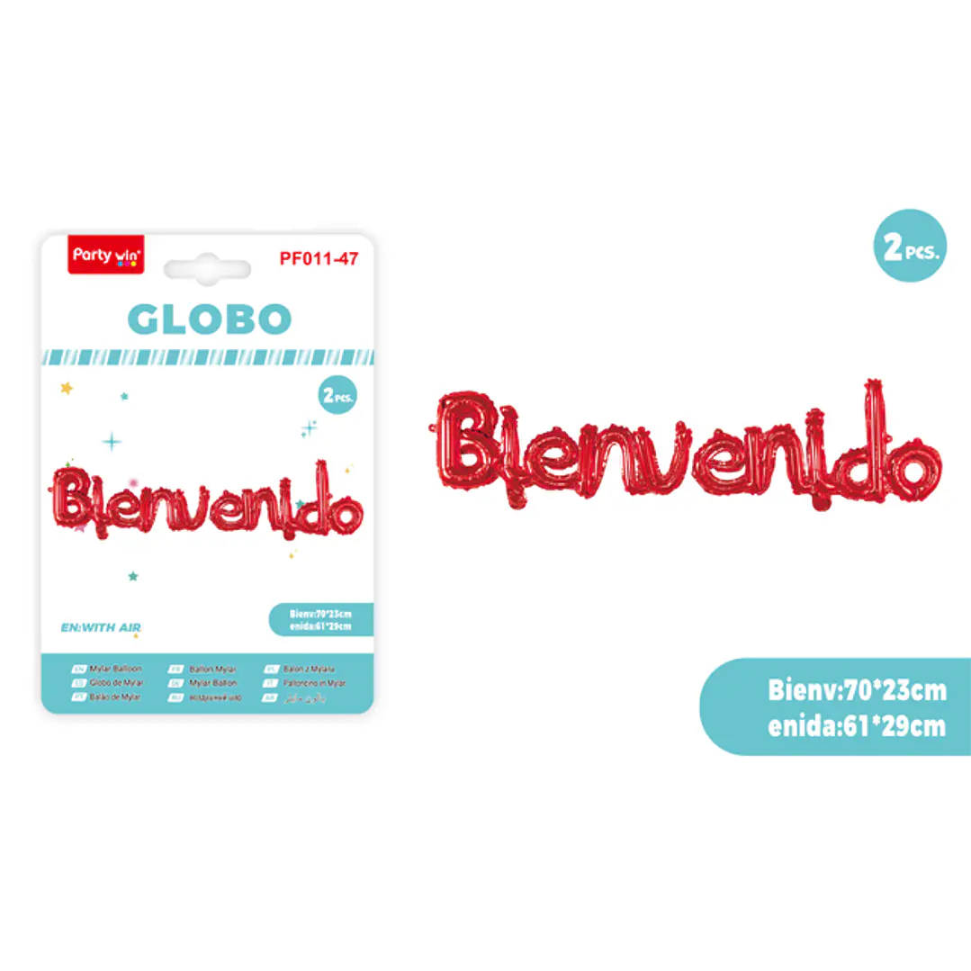 Globos Metal Bienvenido Rojo 2 Unidades 1