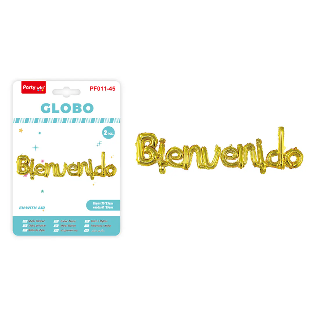 Globos Metal Bienvenido Dorado 2 Unidades 1