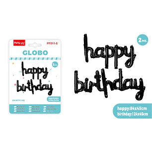 Globos Metal Happy Birthday Negro 2 Unidades