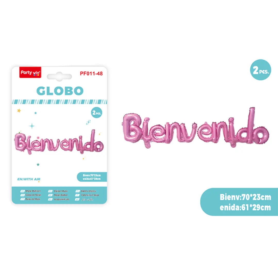 Globos Metal Bienvenido Rosado 2 Unidades 1