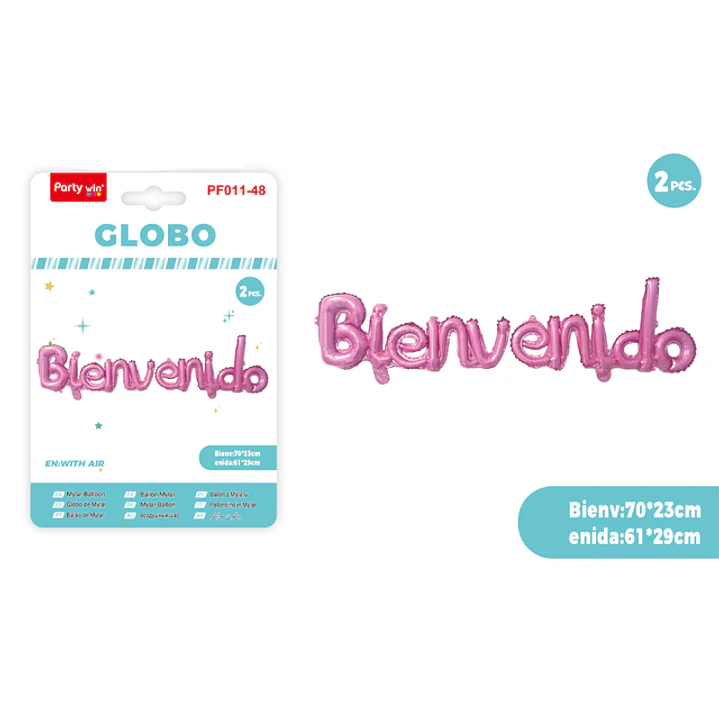 Globos Metal Bienvenido Rosado 2 Unidades 1