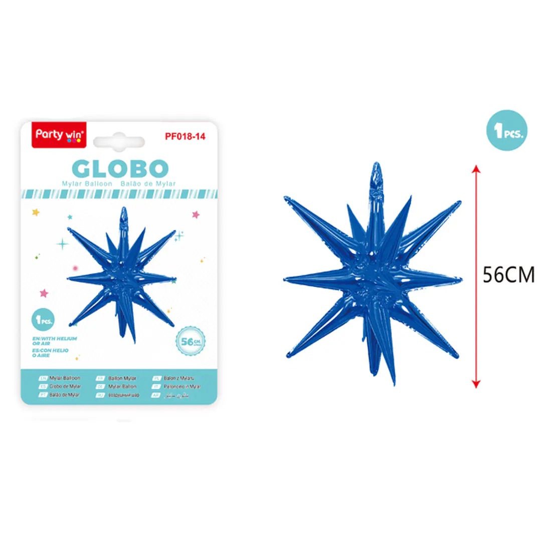 Globo Metal Estrella Explosiva Azul 56Cm 1