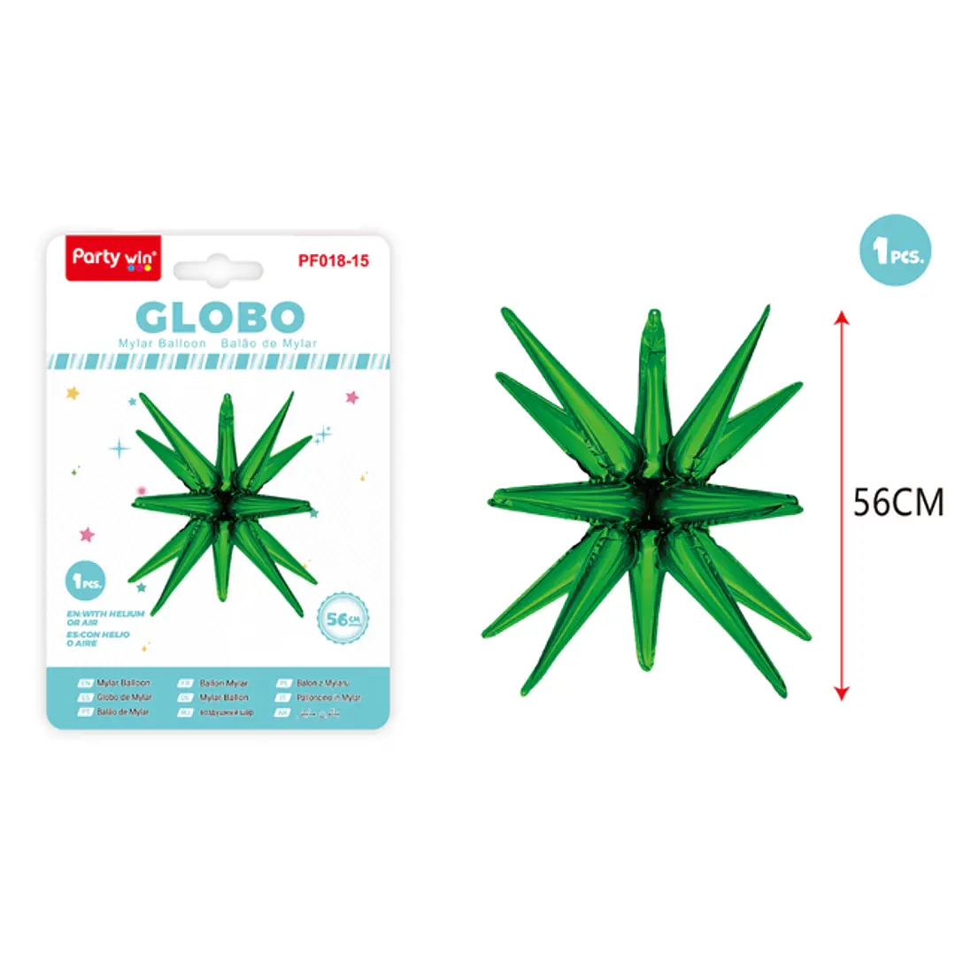 Globo Metal Estrella Explosiva Verde 56Cm 1