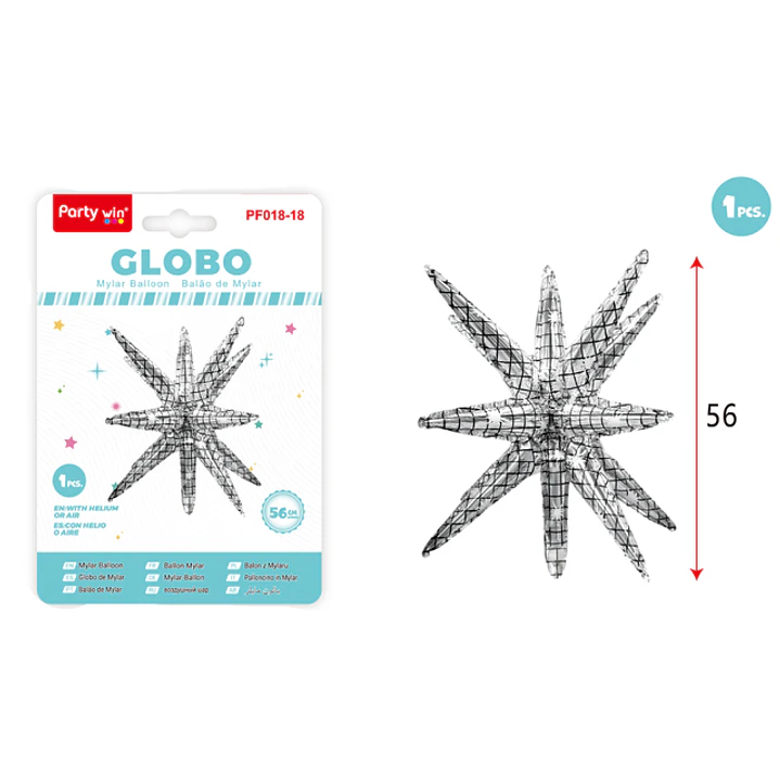 Globo Metal Estrella Explosiva Plateado 56Cm 1