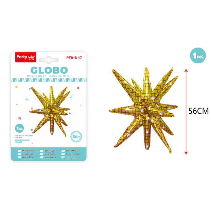 Globo Metal Estrella Explosiva Dorado 56Cm 1