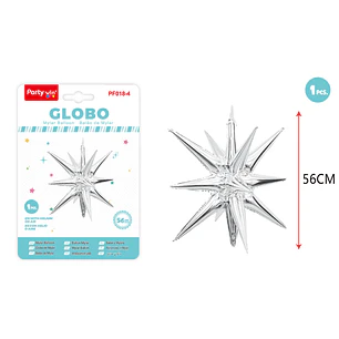 Globo Metalizado Estrella Explosiva Plateado 56Cm