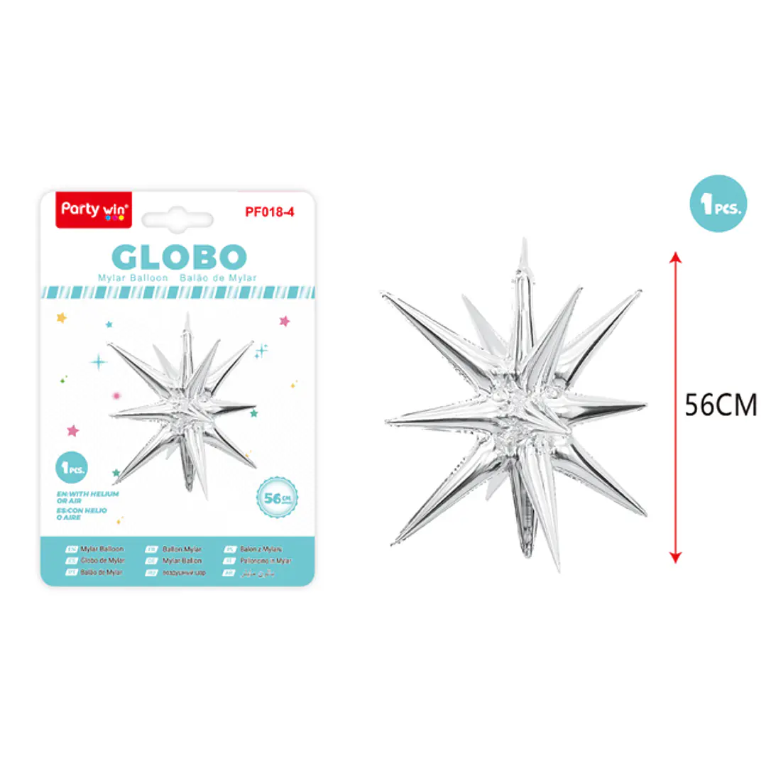 Globo Metal Estrella Explosiva Plateado 56Cm 1