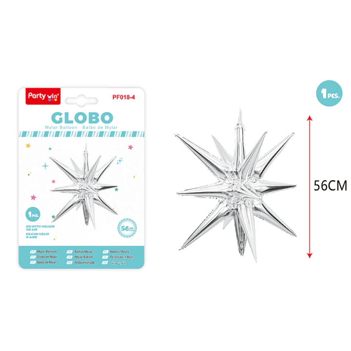 Globo Metal Estrella Explosiva Plateado 56Cm 1