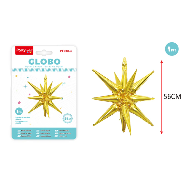 Globo Metal Estrella Explosiva Dorado 56Cm 1