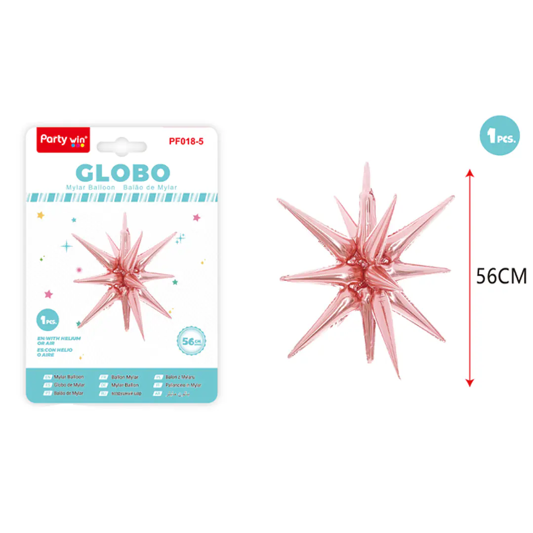 Globo Metal Estrella Explosiva Rosadorado 56Cm 1