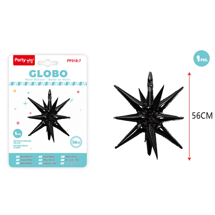 Globo Metal Estrella Explosiva Negro 56Cm 1