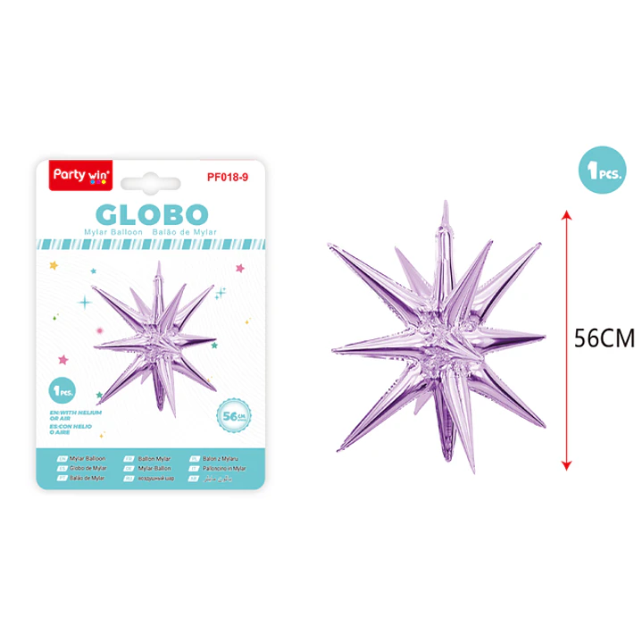 Globo Metal Estrella Explosiva Morado Claro 56Cm 1
