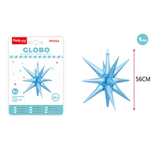 Globo Metalizado Estrella Explosiva Azul Claro 56Cm