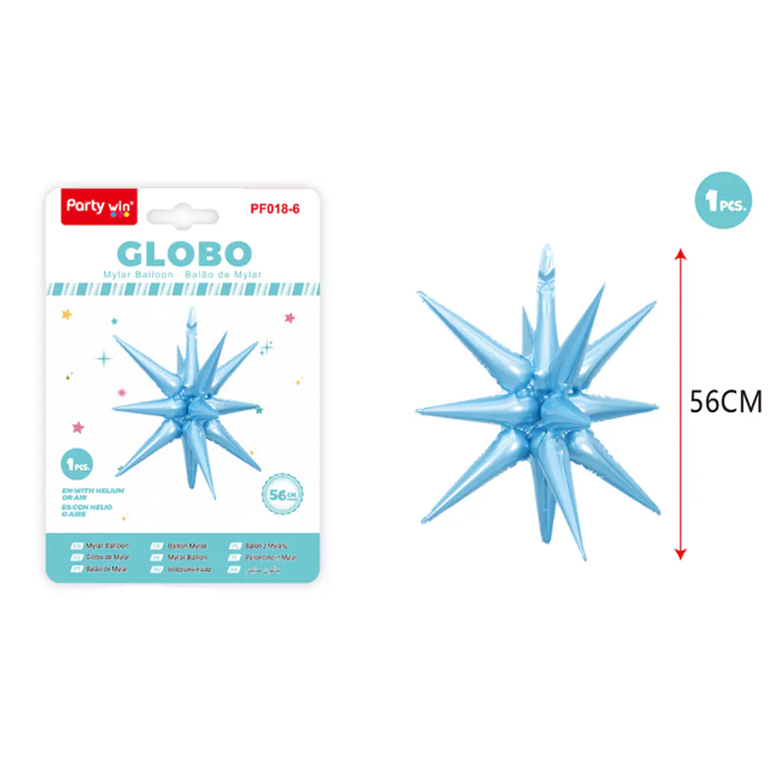 Globo Metal Estrella Explosiva Azul Claro 56Cm 1