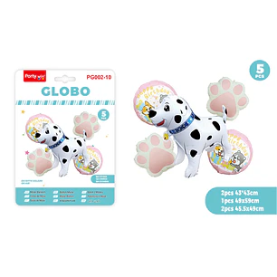 Globos Metal F.Cumple Perro Rosado 5 Unidades