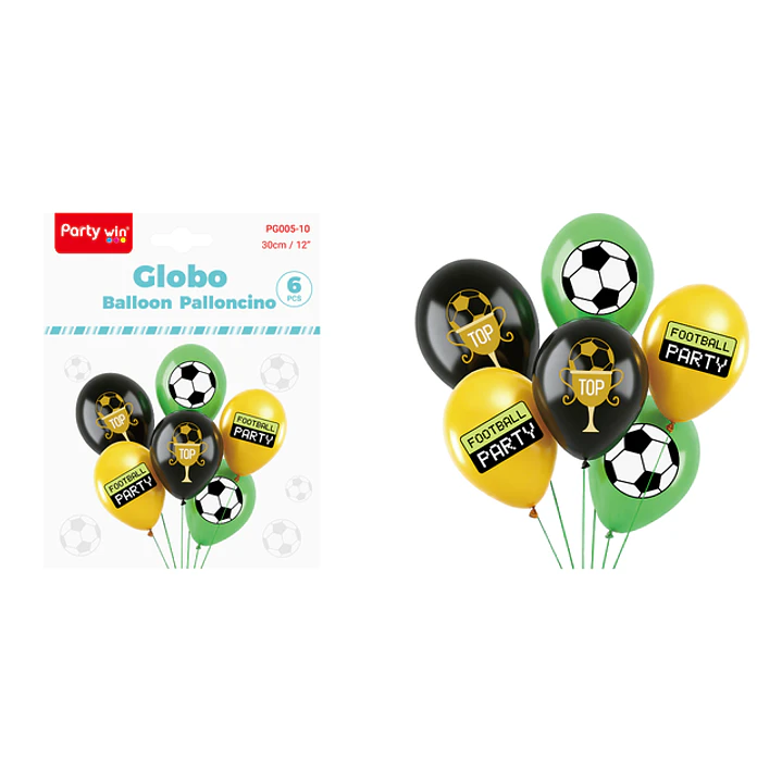 Globos Estampado Futbol 30Cm 6 Unidades 1