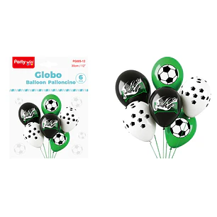 Globos Diseño Futbol 30Cm 6 Unidades