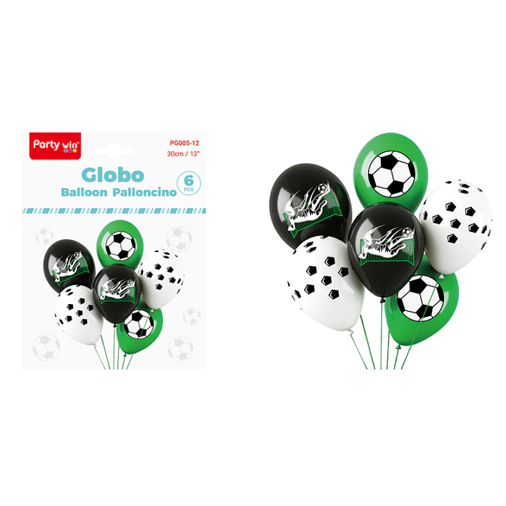 Globos Estampado Futbol 30Cm 6 Unidades 1