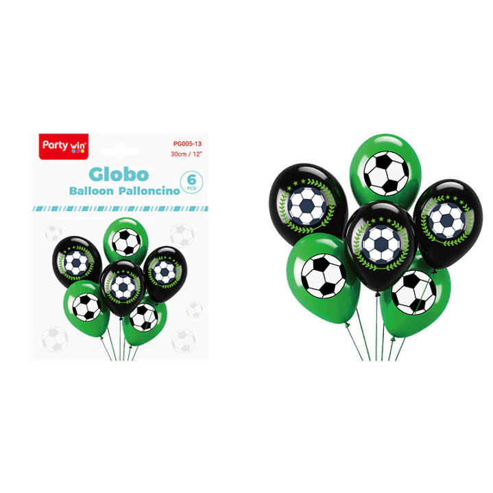 Globos Estampado Futbol 30Cm 6 Unidades 1