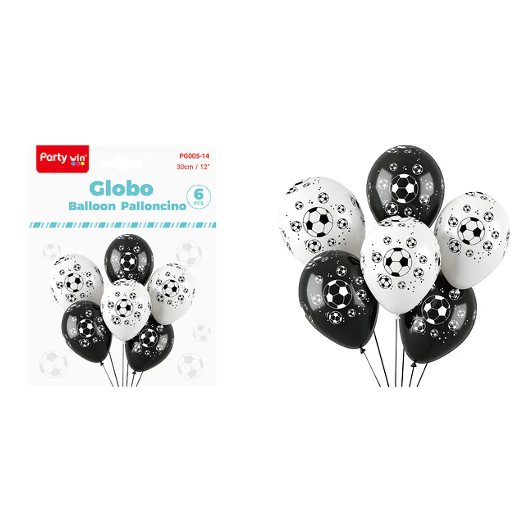 Globos Estampado Futbol 30Cm 6 Unidades 1