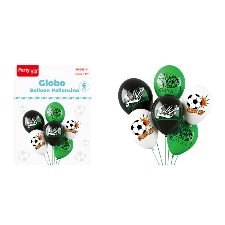 Globos Estampado Futbol 30Cm 6 Unidades 1
