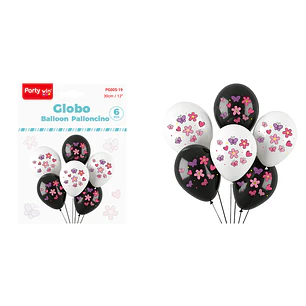 Globos Diseño Flores 30Cm 6 Unidades