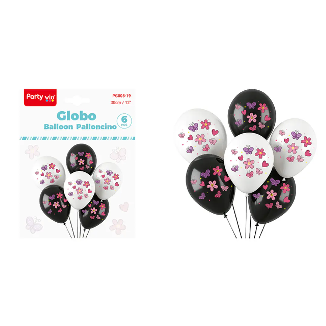 Globos Estampado Flores 30Cm 6 Unidades 1