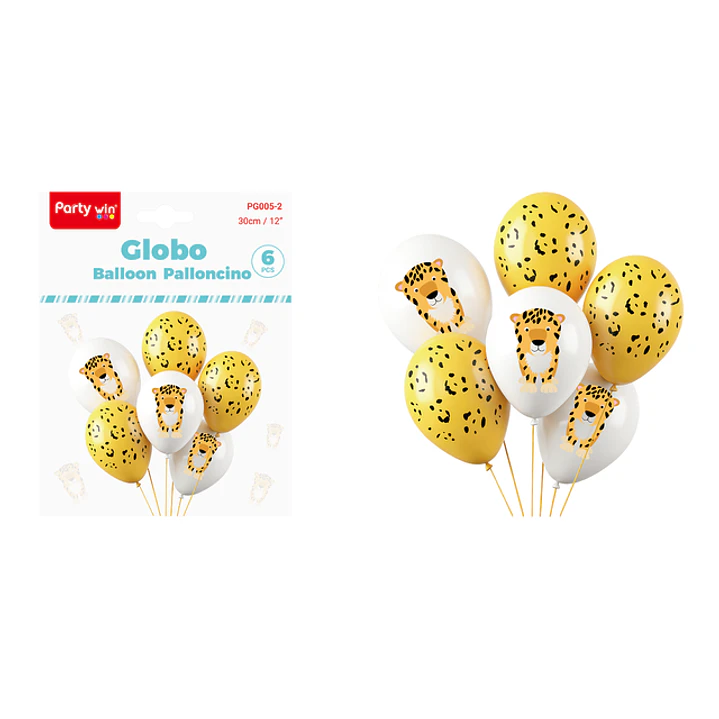 Globos Estampado Tigre 30Cm 6 Unidades 1