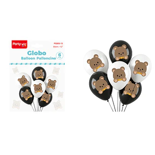 Globos Diseño Osito 30Cm 6 Unidades