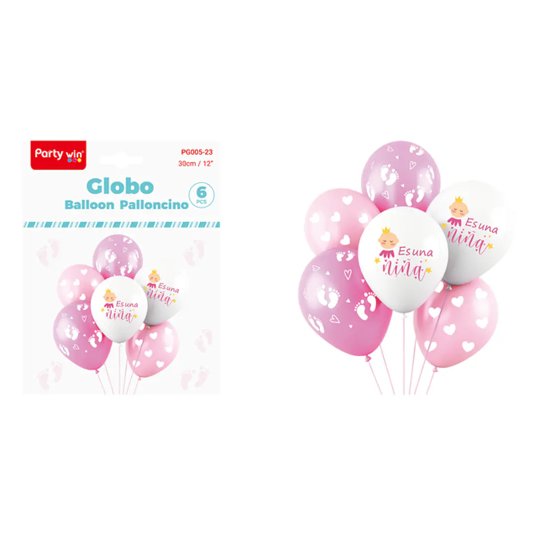Globos Estampado Es Una Niña 30Cm 6 Unidades 1