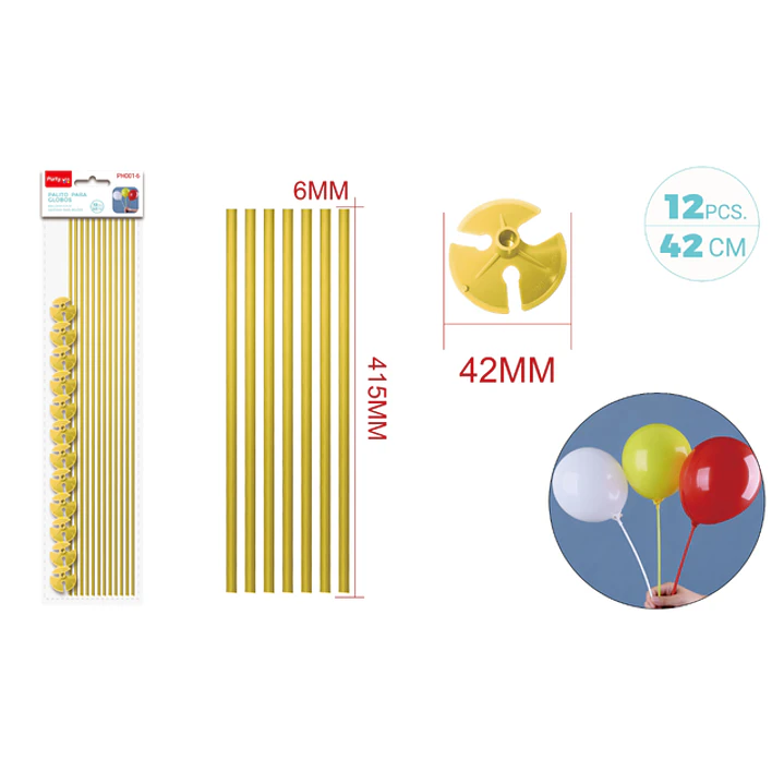 Varillas De Globo Amarillo 42Cm 12 Unidades 1